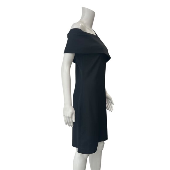$495 Helmut Lang Black Wool Asymmetric Scuba Cut-Out Dress size 8 - Picture 5 of 9